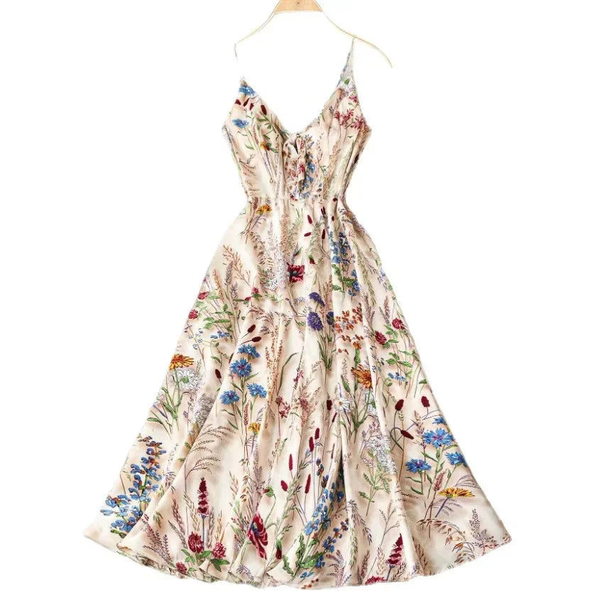 Plus Size Colorful Painting Print Maxi Dress Slimming Large Size Strapless Gown Women'S Fashion Polyester Fiber plus Size Dress