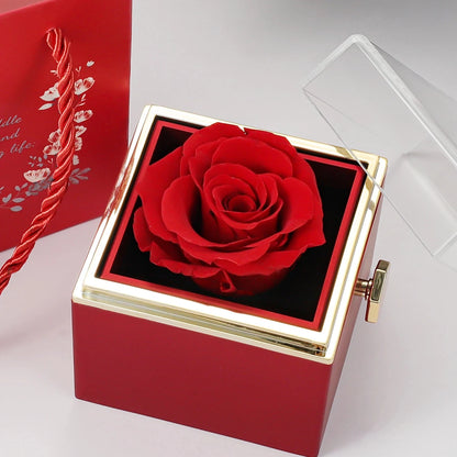 ETERNAL ROSE BOX - Heart Necklace & ETERNAL Flower Gift Box Customize Heart Name Necklace Valentine'S Day Gift for Her for Mom