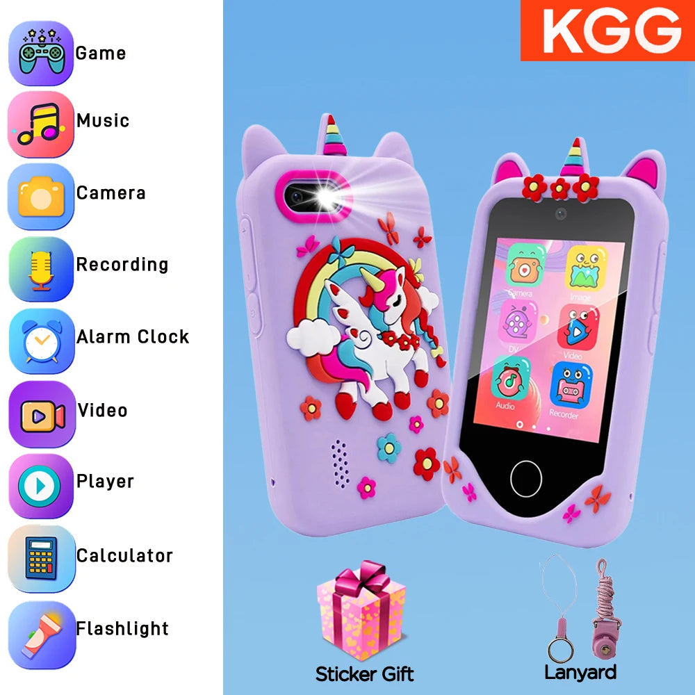 Kids Smart Phone for Girls Boys Kids Cell Phone Toys Dual Camera Music Player 17 Games Toddler Learning Phone for Birthday Gifts