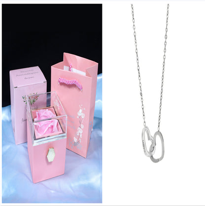 Rotating Soap Flower Rose Gift Box Creative Rotating Rose Jewelry Packaging Box Valentine'S Day Gift for Women