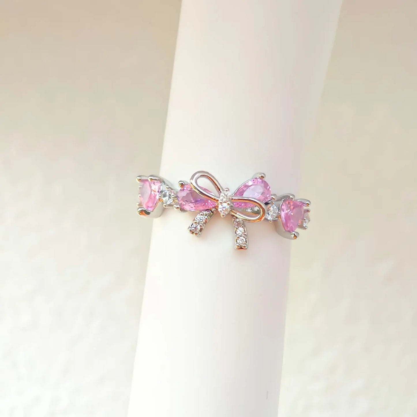 New Ins Vintage Pink Zircon Heart Bow Bracelet for Women Girl Cute Bow Handmade Fashion Anniversary Jewelry Gift