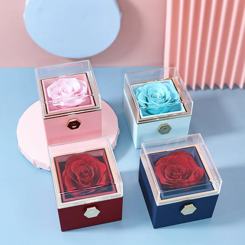 ETERNAL ROSE BOX - Heart Necklace & ETERNAL Flower Gift Box Customize Heart Name Necklace Valentine'S Day Gift for Her for Mom