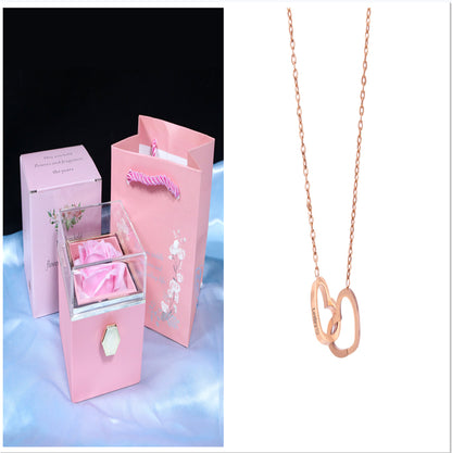 Rotating Soap Flower Rose Gift Box Creative Rotating Rose Jewelry Packaging Box Valentine'S Day Gift for Women
