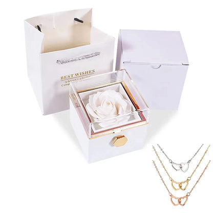 ETERNAL ROSE BOX - Heart Necklace & ETERNAL Flower Gift Box Customize Heart Name Necklace Valentine'S Day Gift for Her for Mom