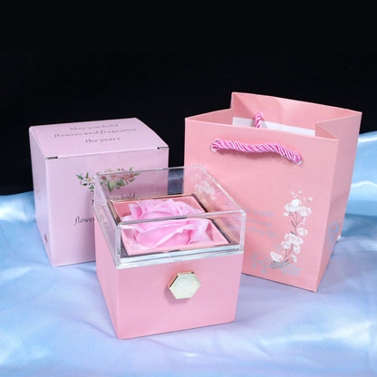 Rotating Soap Flower Rose Gift Box Creative Rotating Rose Jewelry Packaging Box Valentine'S Day Gift for Women