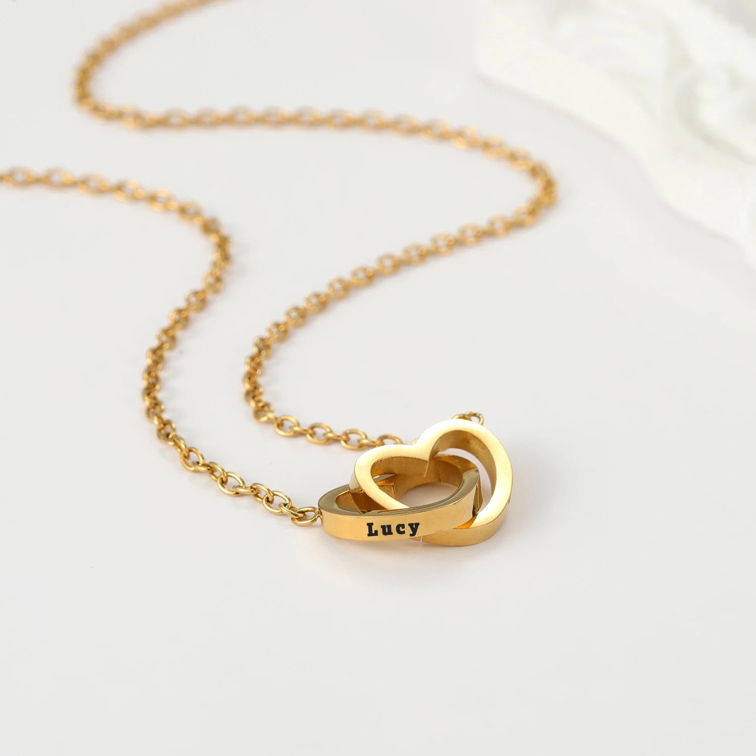 ETERNAL ROSE BOX - Heart Necklace & ETERNAL Flower Gift Box Customize Heart Name Necklace Valentine'S Day Gift for Her for Mom