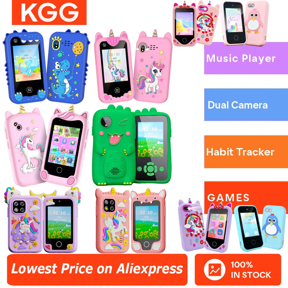 Kids Smart Phone for Girls Boys Kids Cell Phone Toys Dual Camera Music Player 17 Games Toddler Learning Phone for Birthday Gifts