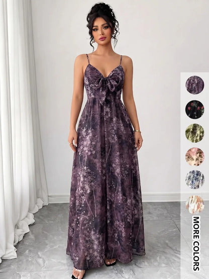 Women'S Boho Style Floral-Print Spaghetti Strap Cami Dress, Bohemian Fashion Casual A-Line Dress for Beach Holiday Vacation, Perfect for Summer
