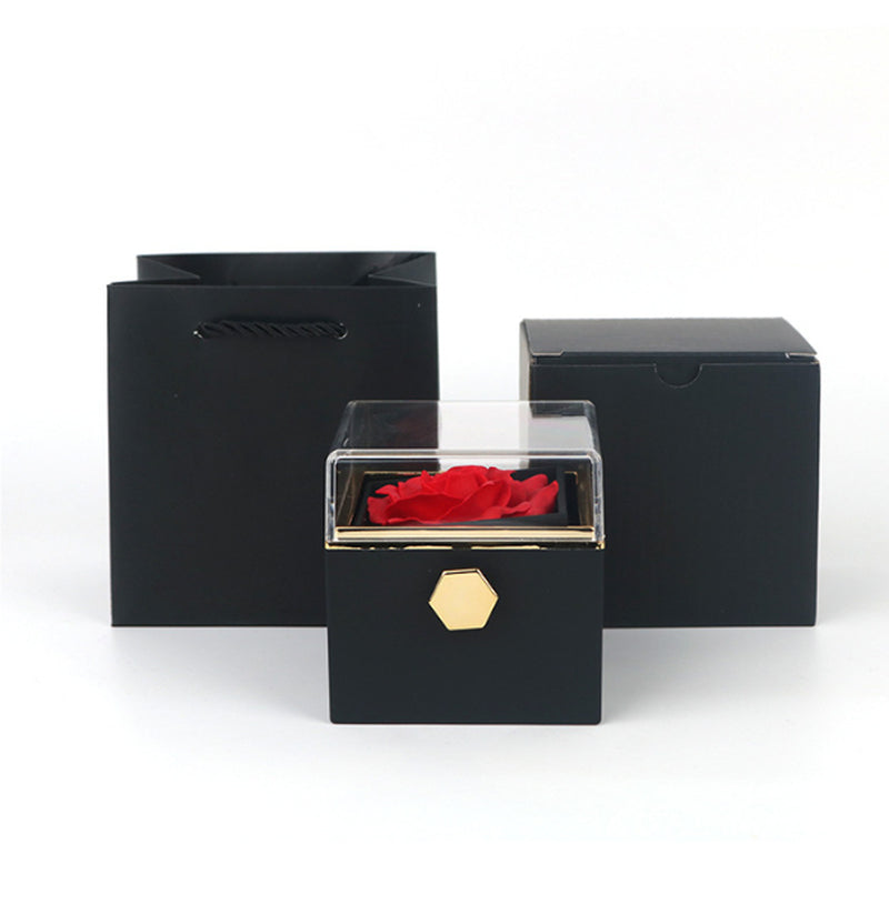Rotating Soap Flower Rose Gift Box Creative Rotating Rose Jewelry Packaging Box Valentine'S Day Gift for Women