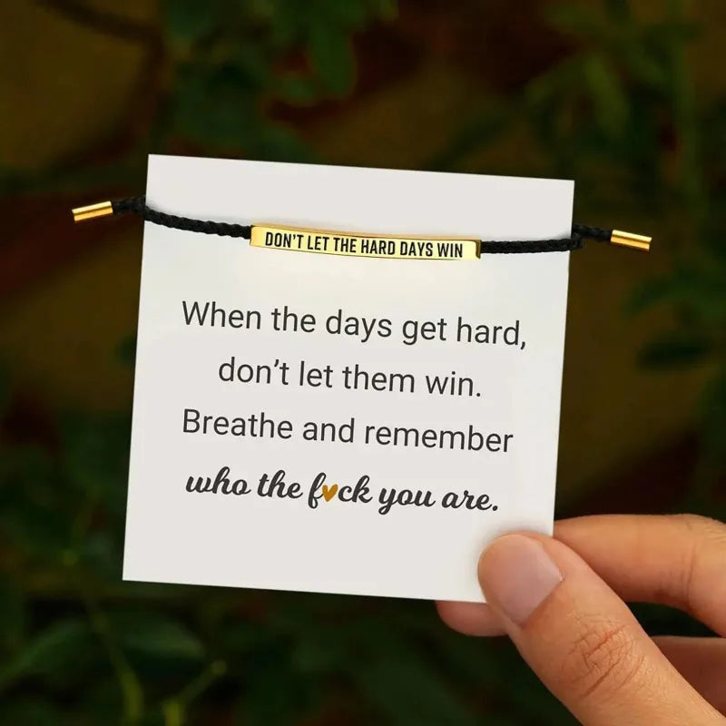 Dont Let the Hard Days Win Motivational Tube Bracelets, Adjustable Hand Bradied Wrap Stainless Steel Inspirational Gifts