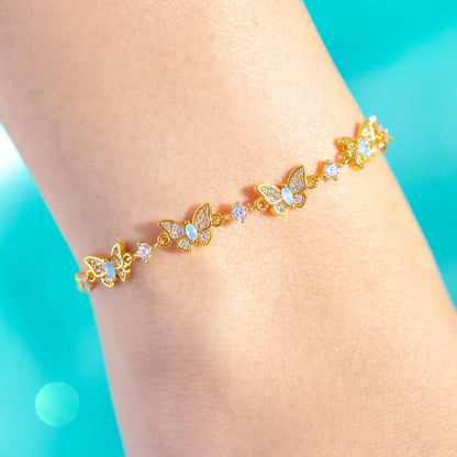New Ins Vintage Pink Zircon Heart Bow Bracelet for Women Girl Cute Bow Handmade Fashion Anniversary Jewelry Gift