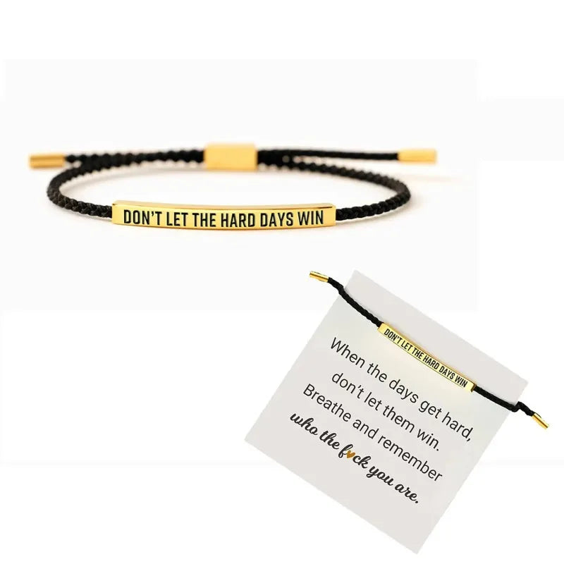 Dont Let the Hard Days Win Motivational Tube Bracelets, Adjustable Hand Bradied Wrap Stainless Steel Inspirational Gifts